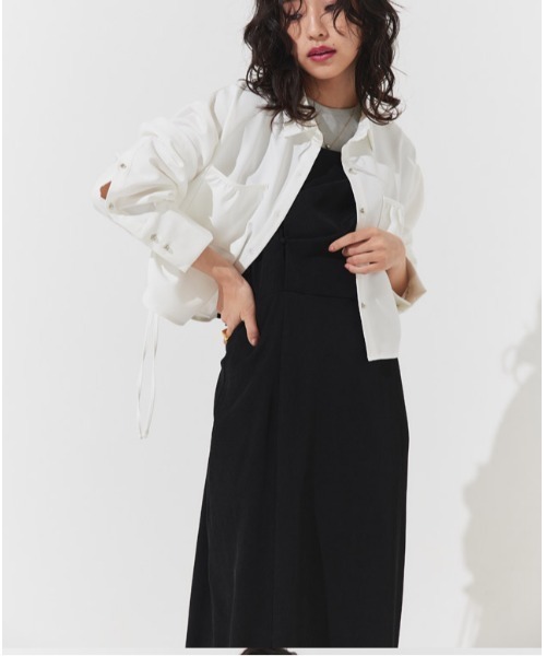 ECLAM(クラム)の「ドレープデザインキャミワンピース(ワンピース・レディース・ブラック/チャコール・S/M)」の19枚目の写真