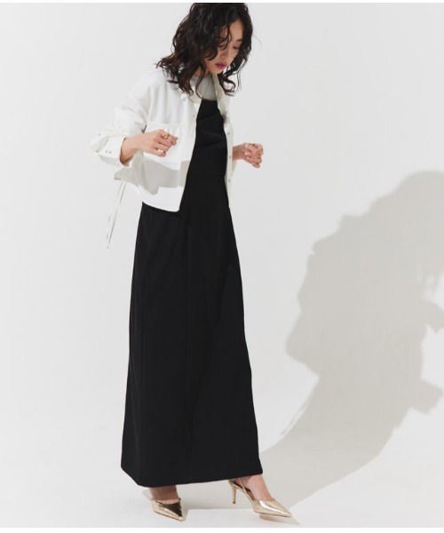 ECLAM(クラム)の「ドレープデザインキャミワンピース(ワンピース・レディース・ブラック/チャコール・S/M)」の20枚目の写真