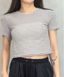 シアーボーダーショート丈Ｔシャツ