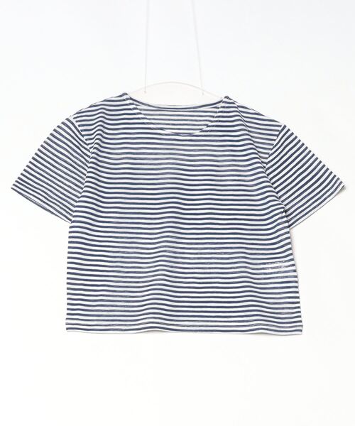 Per sist ence（パーシエンス）の「シアーボーダーショート丈Ｔシャツ（Tシャツ/カットソー・レディース・グレー/ブラウン/ネイビー・ONE SIZE）」の16枚目の写真