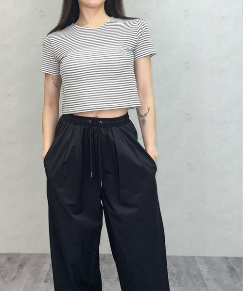 Per sist ence（パーシエンス）の「シアーボーダーショート丈Ｔシャツ（Tシャツ/カットソー・レディース・グレー/ブラウン/ネイビー・ONE SIZE）」の21枚目の写真