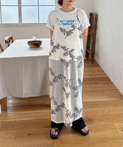 PILIT（ピリット）の「メッシュ刺繍キャミワンピース（ワンピース・レディース・ブラック/オフホワイト・FREE）」の21枚目の写真