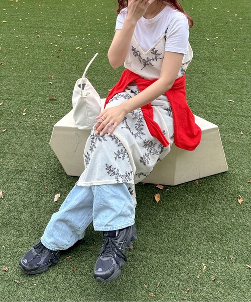 PILIT（ピリット）の「メッシュ刺繍キャミワンピース（ワンピース・レディース・ブラック/オフホワイト・FREE）」の12枚目の写真