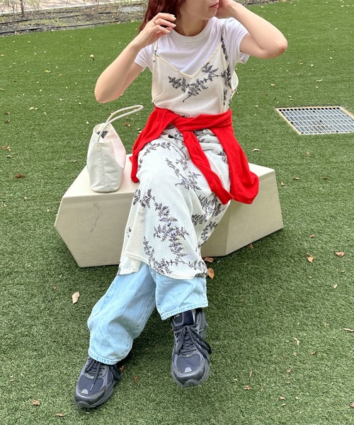 PILIT（ピリット）の「メッシュ刺繍キャミワンピース（ワンピース・レディース・ブラック/オフホワイト・FREE）」の11枚目の写真