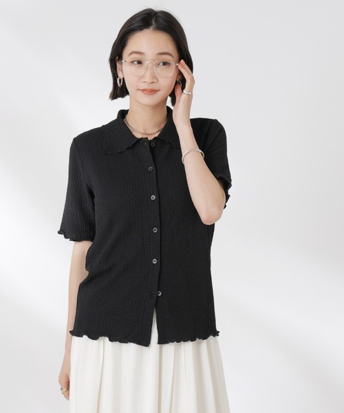 NANO universe（ナノユニバース）の「衿付カットジャガードメロートップス（Tシャツ/カットソー・レディース・ブルー/ブラック/アイボリー・FREE）」の18枚目の写真