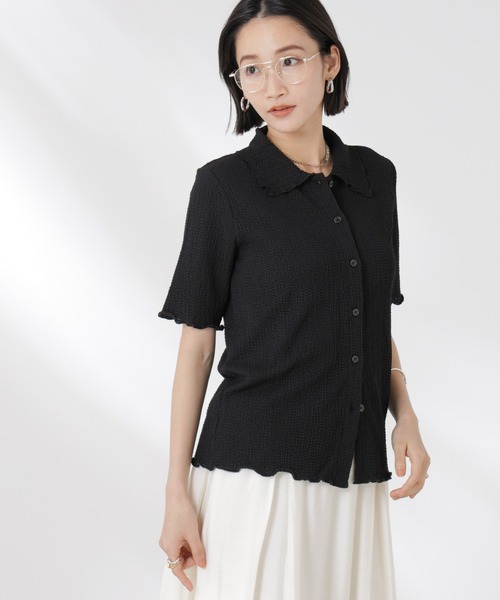 NANO universe（ナノユニバース）の「衿付カットジャガードメロートップス（Tシャツ/カットソー・レディース・ブルー/ブラック/アイボリー・FREE）」の19枚目の写真