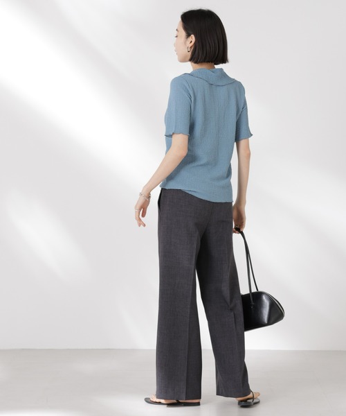 NANO universe（ナノユニバース）の「衿付カットジャガードメロートップス（Tシャツ/カットソー・レディース・ブルー/ブラック/アイボリー・FREE）」の16枚目の写真