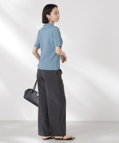 NANO universe（ナノユニバース）の「衿付カットジャガードメロートップス（Tシャツ/カットソー・レディース・ブルー/ブラック/アイボリー・FREE）」の17枚目の写真