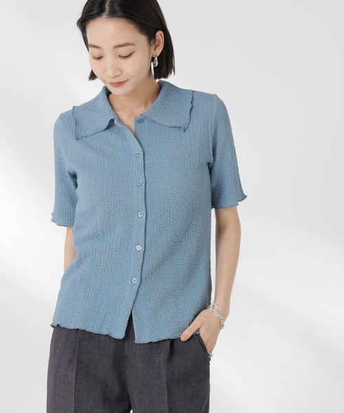 NANO universe（ナノユニバース）の「衿付カットジャガードメロートップス（Tシャツ/カットソー・レディース・ブルー/ブラック/アイボリー・FREE）」の12枚目の写真