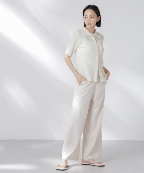 NANO universe（ナノユニバース）の「衿付カットジャガードメロートップス（Tシャツ/カットソー・レディース・ブルー/ブラック/アイボリー・FREE）」の7枚目の写真