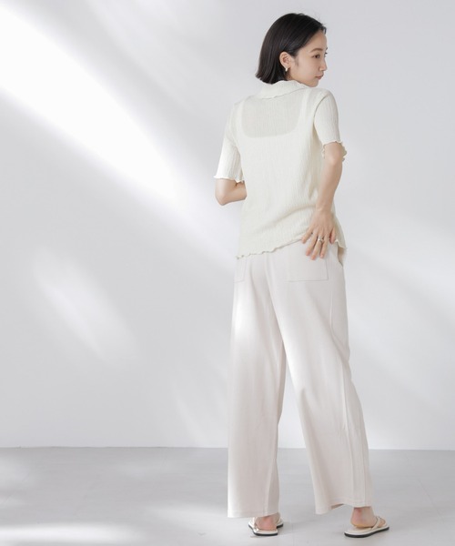 NANO universe（ナノユニバース）の「衿付カットジャガードメロートップス（Tシャツ/カットソー・レディース・ブルー/ブラック/アイボリー・FREE）」の8枚目の写真