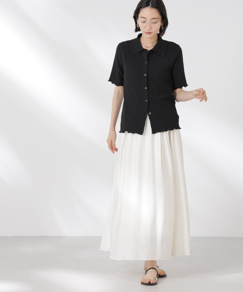 NANO universe（ナノユニバース）の「衿付カットジャガードメロートップス（Tシャツ/カットソー・レディース・ブルー/ブラック/アイボリー・FREE）」の21枚目の写真