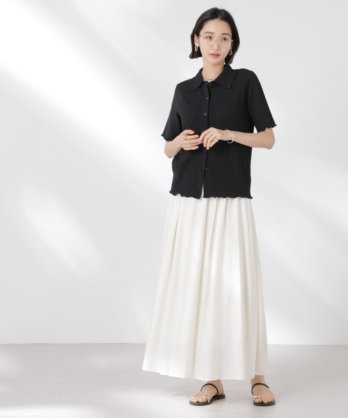 NANO universe（ナノユニバース）の「衿付カットジャガードメロートップス（Tシャツ/カットソー・レディース・ブルー/ブラック/アイボリー・FREE）」の22枚目の写真