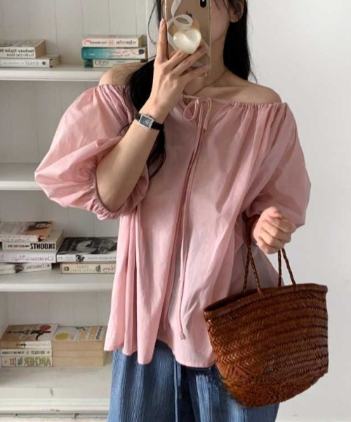 gossip!ロサンゼルス(ゴシップロサンゼルス)の「ボリュームスリーブ ギャザーブラウス(シャツ/ブラウス・レディース・ブルー/ピンク/ホワイト・FREE)」の14枚目の写真