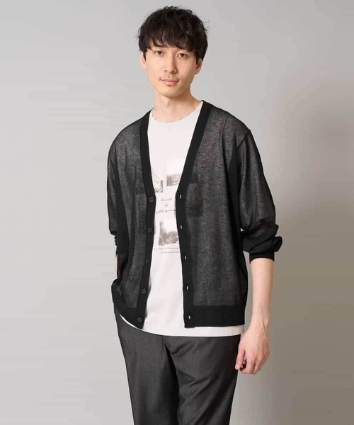 a.v.v（アーヴェヴェ）の「【洗濯機で洗える】サマーシアーニットカーディガン（カーディガン/ボレロ・メンズ・ブラック/ネイビー・46/48）」の10枚目の写真