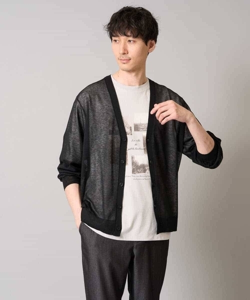 a.v.v（アーヴェヴェ）の「【洗濯機で洗える】サマーシアーニットカーディガン（カーディガン/ボレロ・メンズ・ブラック/ネイビー・46/48）」の12枚目の写真