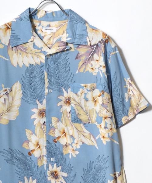 MARUKAWA（マルカワ）の「レーヨン 総柄 オープンカラー アロハシャツ 開襟シャツ（シャツ/ブラウス・メンズ・ブラック系その他2/ホワイト系その他/グリーン系その他/オレンジ/ブルー系その他/ネイビー系1/ブラウン系その他/ブラック/ネイビー系2/ブラック系その他3/ブラック系その他/ネイビー系3/ブルー系その他2/ホワイト系その他2/ネイビー系4/ブラック系その他4/グリーン系その他2/ネイビー系/ブルー系その他3・LL/L/M/S）」の12枚目の写真