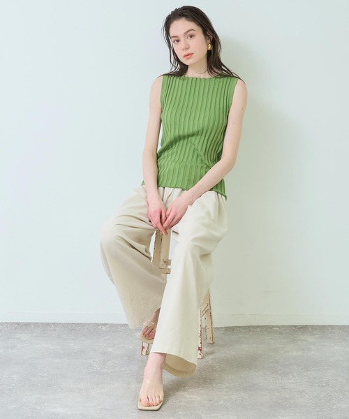 Settimissimo(セッティミッシモ)の「フレンチリネン イージーワイドパンツ(その他パンツ・レディース・レッド/オフホワイト・FREE)」の7枚目の写真