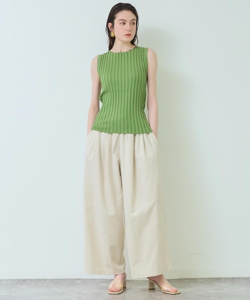 Settimissimo(セッティミッシモ)の「フレンチリネン イージーワイドパンツ(その他パンツ・レディース・レッド/オフホワイト・FREE)」の6枚目の写真