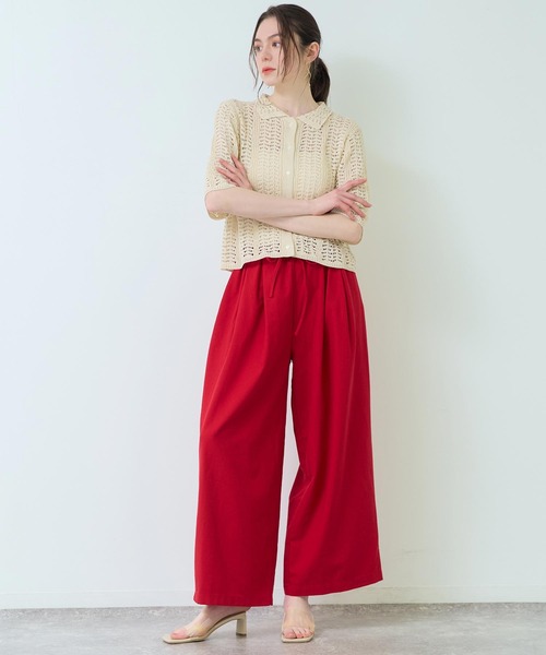 Settimissimo(セッティミッシモ)の「フレンチリネン イージーワイドパンツ(その他パンツ・レディース・レッド/オフホワイト・FREE)」の10枚目の写真