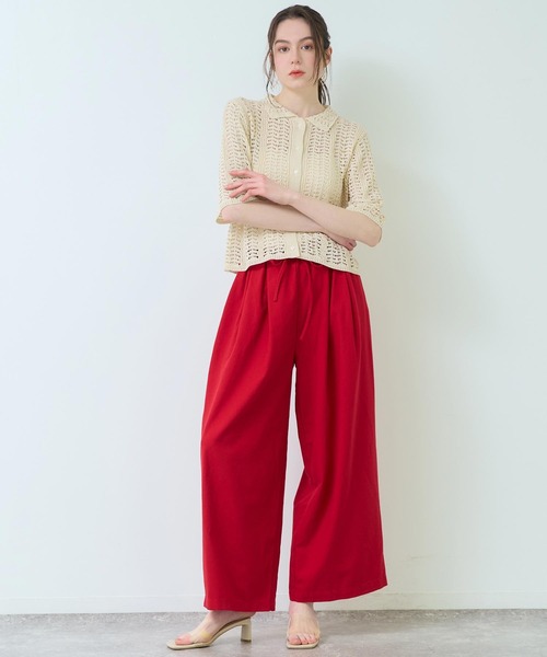Settimissimo(セッティミッシモ)の「フレンチリネン イージーワイドパンツ(その他パンツ・レディース・レッド/オフホワイト・FREE)」の11枚目の写真