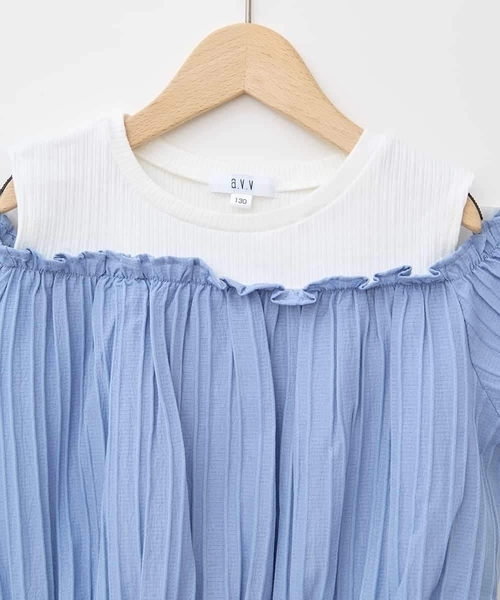 a.v.v（アーヴェヴェ）の「[100-160]【セットアップも出来る】袖レースアップオフショルブラウス（シャツ/ブラウス・キッズ・ブラック/ブルー・110/100/160/120/130/150/140）」の7枚目の写真