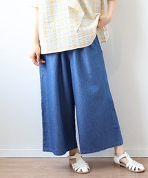 【L~6L 大きいサイズ】リヨセル混ライトデニムガウチョ デニムパンツ 春夏