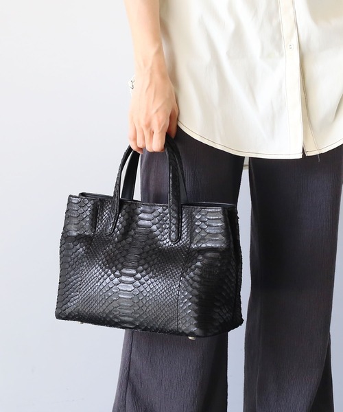 パイソンレザー トートバッグ 軽量 ヘビ革（ハンドバッグ）｜sankyo
