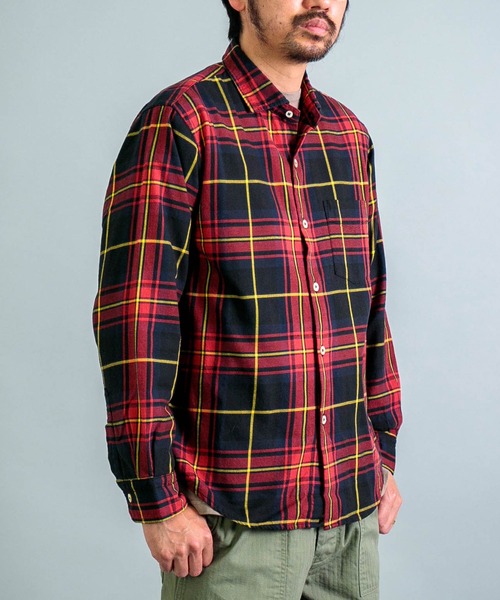 OMNIGOD（オムニゴッド）の「[OMNIGOD mens / オムニゴッド] コットンギャバチェック スプレッドカラーシャツ（シャツ/ブラウス・メンズ・レッド系その他/グリーン系その他・4/3/2）」の3枚目の写真