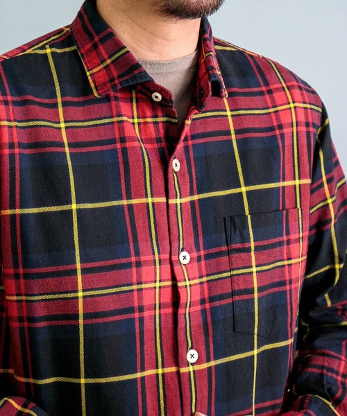 OMNIGOD（オムニゴッド）の「[OMNIGOD mens / オムニゴッド] コットンギャバチェック スプレッドカラーシャツ（シャツ/ブラウス・メンズ・レッド系その他/グリーン系その他・4/3/2）」の12枚目の写真