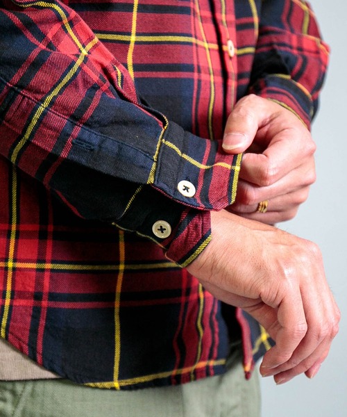 OMNIGOD（オムニゴッド）の「[OMNIGOD mens / オムニゴッド] コットンギャバチェック スプレッドカラーシャツ（シャツ/ブラウス・メンズ・レッド系その他/グリーン系その他・4/3/2）」の14枚目の写真