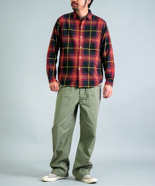 OMNIGOD（オムニゴッド）の「[OMNIGOD mens / オムニゴッド] コットンギャバチェック スプレッドカラーシャツ（シャツ/ブラウス・メンズ・レッド系その他/グリーン系その他・4/3/2）」の4枚目の写真