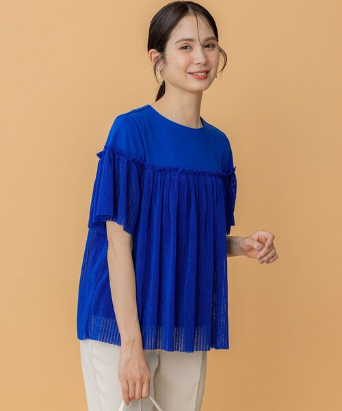 組曲（クミキョク）の「プリーツコンビ5分袖 カットソー（Tシャツ/カットソー・レディース・ブラック系/ブルー系/アイボリー系・2/3）」の19枚目の写真