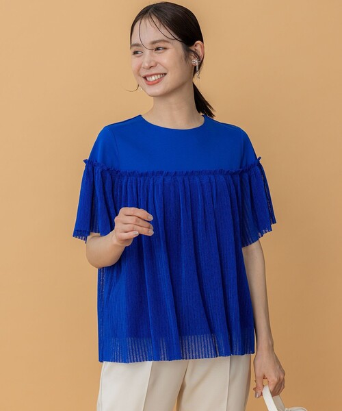 組曲（クミキョク）の「プリーツコンビ5分袖 カットソー（Tシャツ/カットソー・レディース・ブラック系/ブルー系/アイボリー系・2/3）」の20枚目の写真