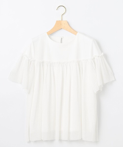 組曲（クミキョク）の「プリーツコンビ5分袖 カットソー（Tシャツ/カットソー・レディース・ブラック系/ブルー系/アイボリー系・2/3）」の14枚目の写真