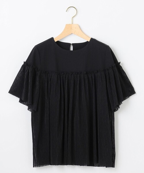 組曲（クミキョク）の「プリーツコンビ5分袖 カットソー（Tシャツ/カットソー・レディース・ブラック系/ブルー系/アイボリー系・2/3）」の16枚目の写真