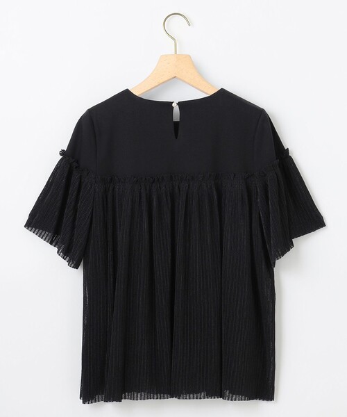 組曲（クミキョク）の「プリーツコンビ5分袖 カットソー（Tシャツ/カットソー・レディース・ブラック系/ブルー系/アイボリー系・2/3）」の9枚目の写真