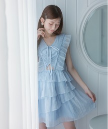 極美品♡ルネ♡レース襟 リネンティアードワンピース 極美品♡ルネ♡レース襟 リネンティアードワンピース