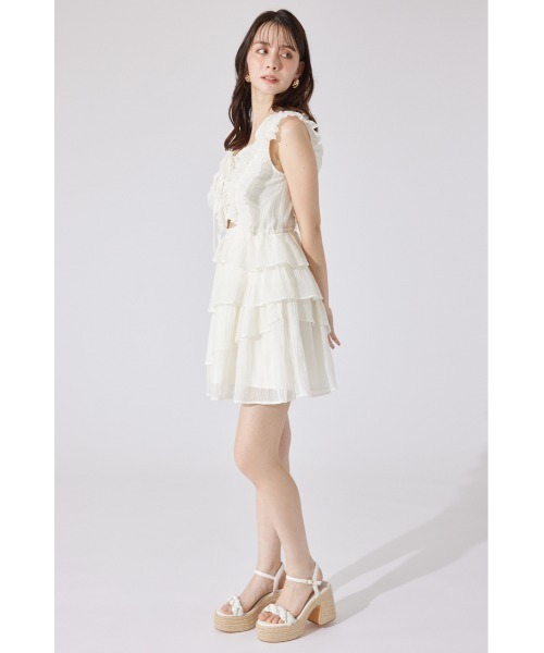 rienda(リエンダ)の「ティアードフリルミニワンピース 夏服(ワンピース・レディース・ライトブルー/ホワイト/ブラック・SMALL/MEDIUM)」の6枚目の写真
