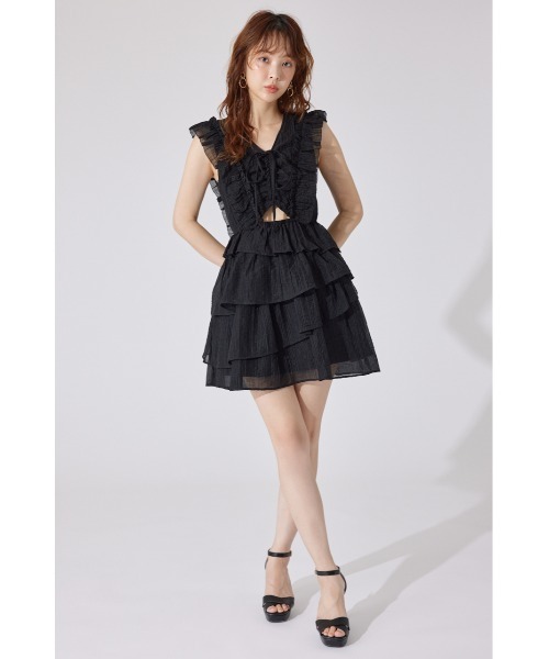 rienda(リエンダ)の「ティアードフリルミニワンピース 夏服(ワンピース・レディース・ライトブルー/ホワイト/ブラック・SMALL/MEDIUM)」の19枚目の写真