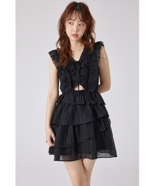 rienda(リエンダ)の「ティアードフリルミニワンピース 夏服(ワンピース・レディース・ライトブルー/ホワイト/ブラック・SMALL/MEDIUM)」の21枚目の写真