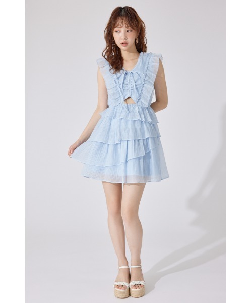 ティアードフリルミニワンピース 夏服（ワンピース）｜rienda
