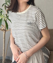 ワンポイントロゴ刺繍 カラーボーダーTシャツ