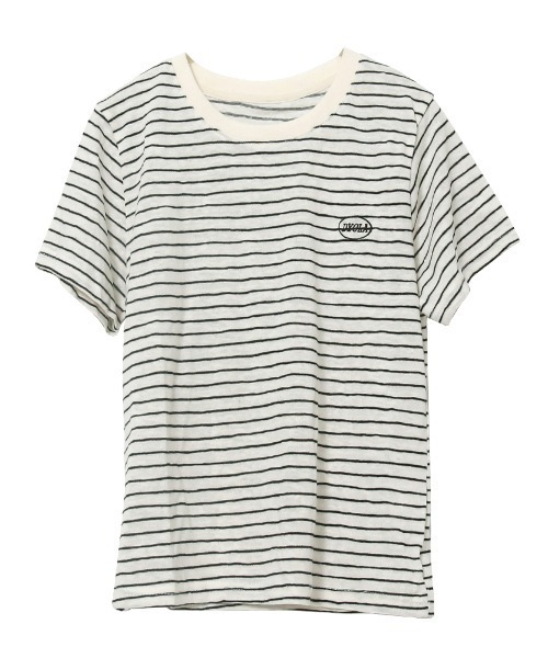 Rejoule(リジュール)の「ワンポイントロゴ刺繍 カラーボーダーTシャツ(Tシャツ/カットソー・レディース・ブラック/レッド/ベージュ・FREE)」の13枚目の写真
