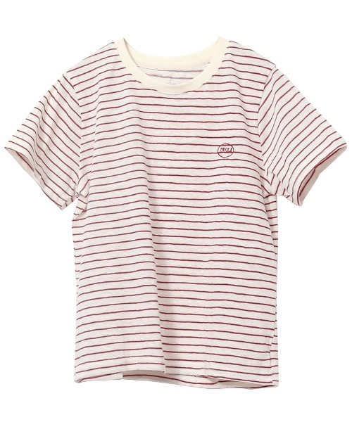 Rejoule(リジュール)の「ワンポイントロゴ刺繍 カラーボーダーTシャツ(Tシャツ/カットソー・レディース・ブラック/レッド/ベージュ・FREE)」の15枚目の写真