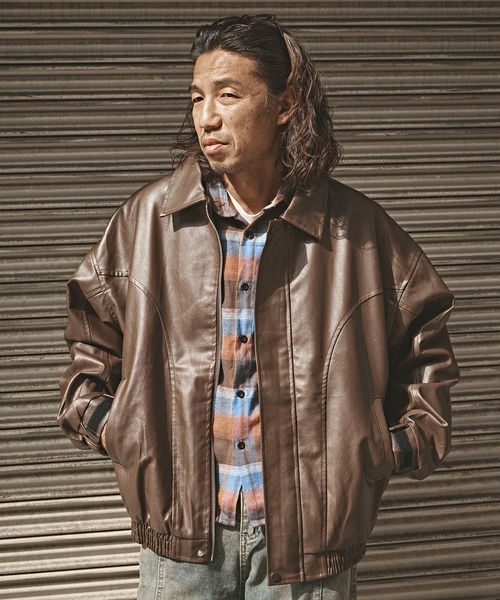 フェイクレザーブルゾン（ライダースジャケット）｜ALL RUNS（オール