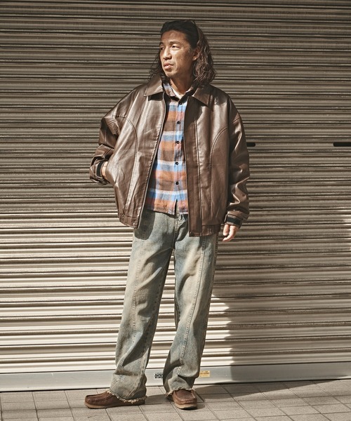 フェイクレザーブルゾン（ライダースジャケット）｜ALL RUNS（オール