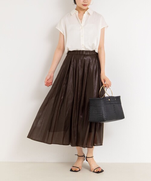 NOLLEY’S（ノーリーズ）の「裾リブサテンシフォンフレンチシャツ（シャツ/ブラウス・レディース・ミント/ネイビー/オフホワイト・38）」の9枚目の写真