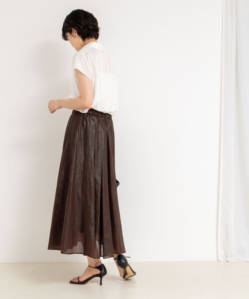 NOLLEY’S（ノーリーズ）の「裾リブサテンシフォンフレンチシャツ（シャツ/ブラウス・レディース・ミント/ネイビー/オフホワイト・38）」の7枚目の写真