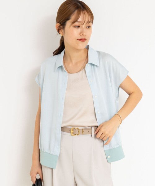 NOLLEY’S（ノーリーズ）の「裾リブサテンシフォンフレンチシャツ（シャツ/ブラウス・レディース・ミント/ネイビー/オフホワイト・38）」の22枚目の写真